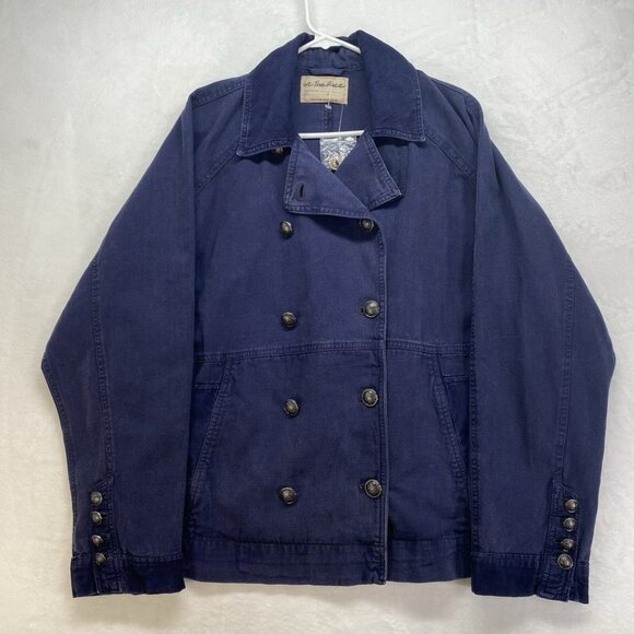 Free People We The Free Viva Surplus Double Breasted Jacket Size Large Navy - Picture 1 of 7